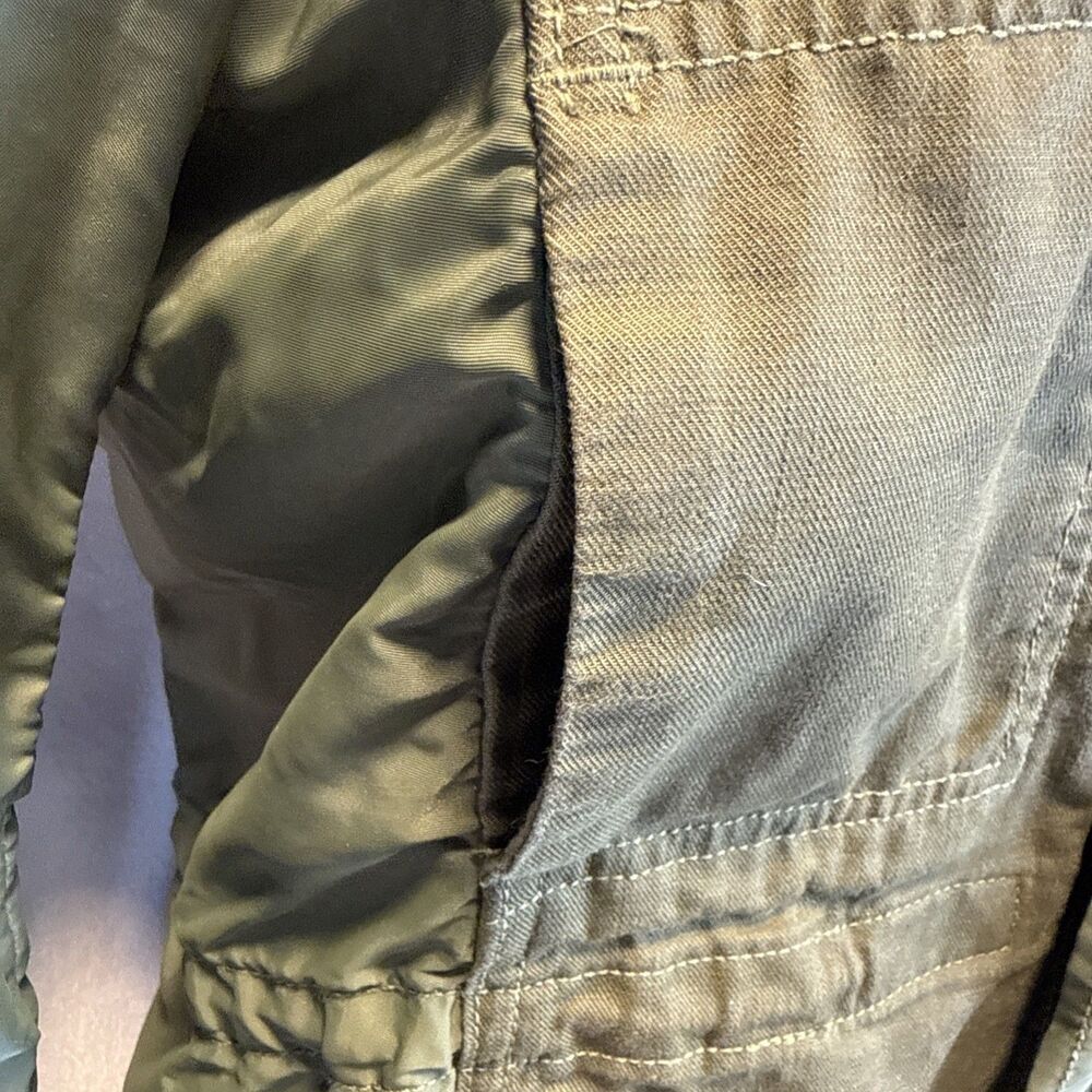 Lucky Brand Olive Military Utility Jacket S Small 7WP3001 Nylon Trim Drawstring - Picture 7 of 16
